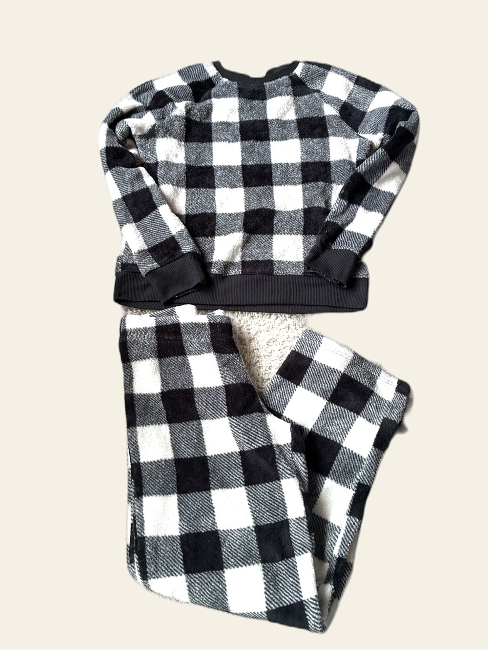 🎇🎆3for$9 Cat and Jack Cozy Kids Black & White Buffalo Plaid Fleece Pajama Set